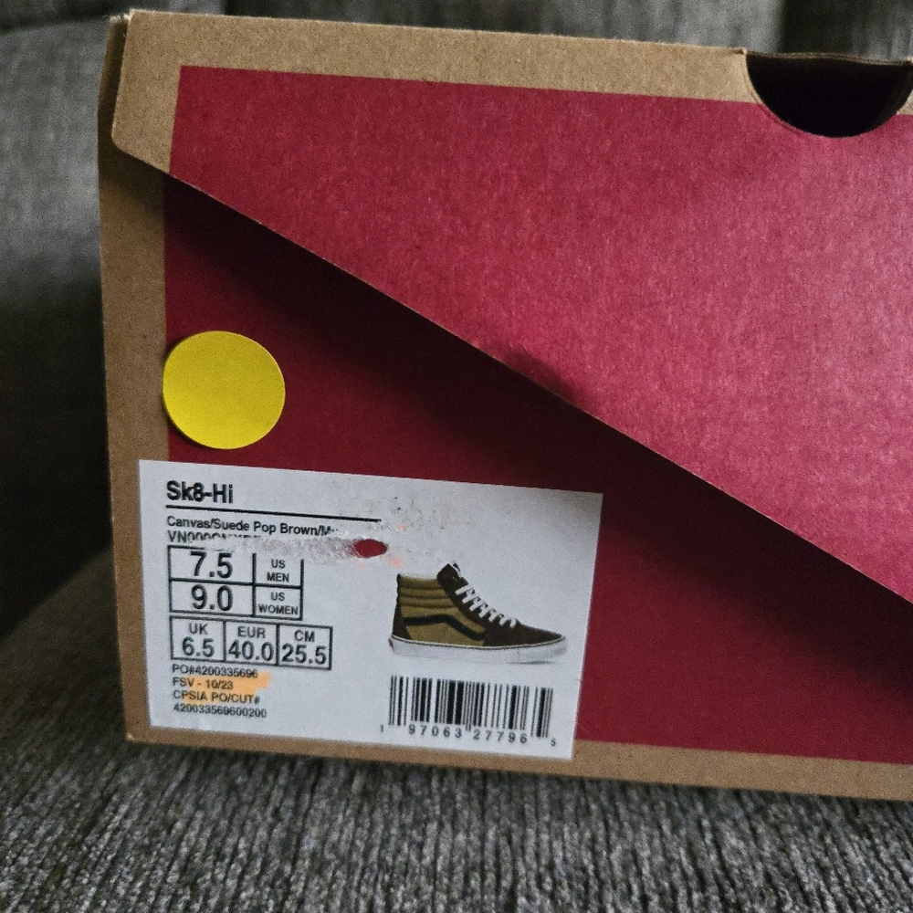 Vans Sk8 Hi Women Size 9  Suede Pop Brown Canvas 122025 - Picture 7 of 7